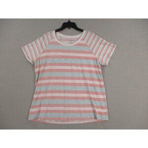 Torrid Striped Classic Fit Cotton Raglan Sleeve T-Shirt Size - 2